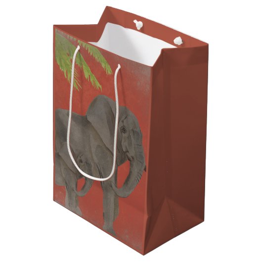 Vintager Elefant Mittlere Geschenktüte (Vorderseite Schrägansicht)