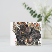 Vintager Elefant Postkarte (Stehend Vorderseite)