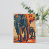 Vintager Elefant Sunset: Gelassenheit in der Natur Postkarte (Stehend Vorderseite)