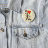 Vintager Elefant und rote Herzballone Button (Beispiel)