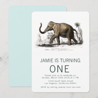 Vintager Elefant zum Geburtstag Einladung