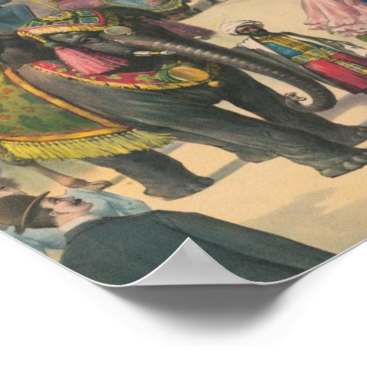 Vintager Elefantenritt Poster (Ecke)