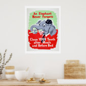 Vintager Elefantenzahnarzt Pinsel dein Zähnchenpla Poster (Küche)