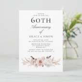 Vintager Elegant Blush 60. Hochzeitstag Einladung (Stehend Vorderseite)