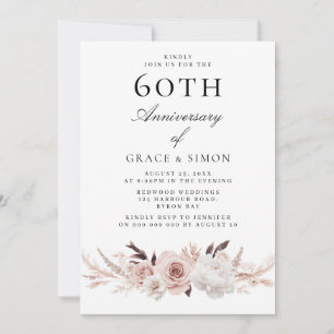 Vintager Elegant Blush 60. Hochzeitstag Einladung