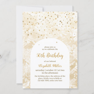 Vintager Elegant Gold Glitzer 50. Geburtstag Einladung