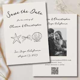 Vintager Elegant Seashell Coquette QR Code Save The Date