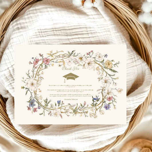 Vintager eleganter botanischer Abschluss Dankeskarte