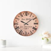 Vintager eleganter Familienname römischer Numerus  Große Wanduhr (Zuhause)