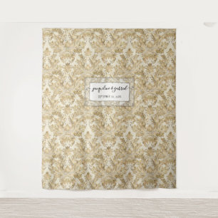 Vintager, eleganter Golddamastenblick - Hintergrun Wandteppich