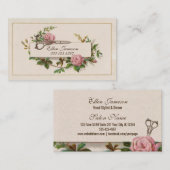 Vintager, eleganter Haarstil, rosa Blüte Visitenkarte (Vorne/Hinten)