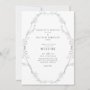 Vintager, eleganter, handGezeichnet Foliage Weddin Einladung