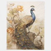 Vintager Eleganter Pfau Fleecedecke (Vorderseite)
