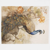 Vintager Eleganter Pfau Fleecedecke (Vorderseite (Horizontal))