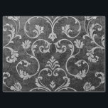 Vintager eleganter, schwarzer Blumen-Damast Seidenpapier<br><div class="desc">Vintages elegantes,  elegantes,  schwarz-silberfarbenes Damast-Muster.Eine schicke,  luxuriöse Boutique silberfarbene Blumenmotive auf Vintagem schwarzen Texturboden. Holen Sie sich dieses Shabby Chic Vintage boho trendige florale Damask Design für sie oder irgendjemand bei jeder Gelegenheit.</div>