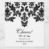 Vintager, eleganter schwarzer Damast Weinetikett (Einzelnes Label)