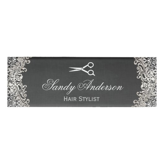 Vintager eleganter silberner namenschild (Vorderseite)