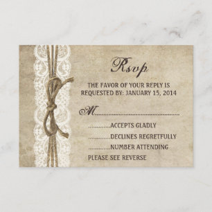 Vintager Eleganter Twine auf der Hochzeitskarte RS RSVP Karte