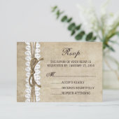 Vintager Eleganter Twine auf Lace Wedding RSVP-Kar RSVP Karte (Stehend Vorderseite)
