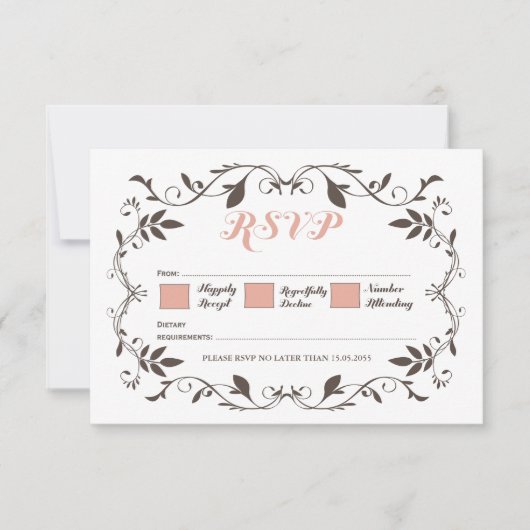 Vintager eleganter Viktorianischer Blüh Wedding RS RSVP Karte (Vorderseite)