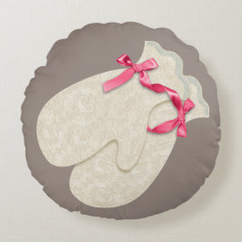 Vintager, eleganter Wintermilch niedlich Rundes Kissen