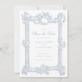 Vintager eleganter Zierrahmen-Hochzeitstag Gerette Einladung (Vorderseite)