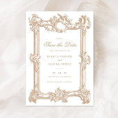 Vintager eleganter Zierrahmen-Hochzeitstag Gerette Einladung