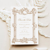 Vintager eleganter Zierrahmen-Hochzeitstag Gerette Einladung