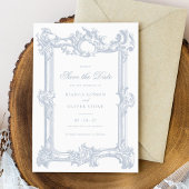 Vintager eleganter Zierrahmen-Hochzeitstag Gerette Einladung