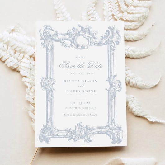 Vintager eleganter Zierrahmen-Hochzeitstag Gerette Einladung
