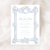 Vintager eleganter Zierrahmen-Hochzeitstag Gerette Einladung