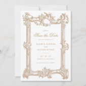 Vintager eleganter Zierrahmen-Hochzeitstag Gerette Einladung (Vorderseite)
