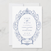 Vintager Eleganter Zierrahmen Rett Datum Einladung (Vorderseite)