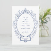 Vintager Eleganter Zierrahmen Rett Datum Einladung (Stehend Vorderseite)