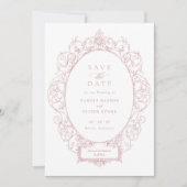 Vintager Eleganter Zierrahmen Rett Datum Einladung (Vorderseite)