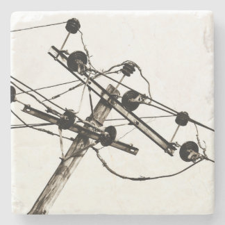 Vintager elektrischer Pole Steinuntersetzer
