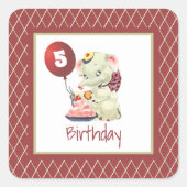 Vintager Elephant Birthday Square Sticker (Vorderseite)