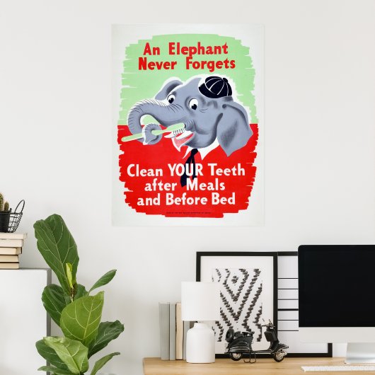 Vintager Elephant Dentist Brush Poster (Heimbüro)