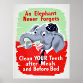 Vintager Elephant Dentist Brush Poster (Vorne)