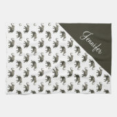 Vintager Elephant Pattern-Individuelle Name Geschirrtuch (Horizontal)