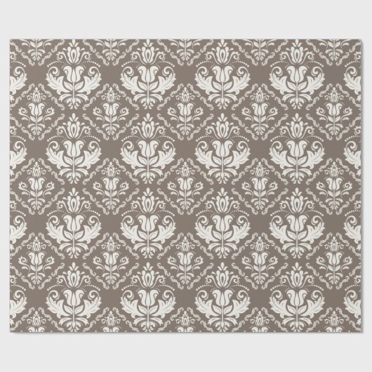 Vintager Elfenbeintaupe-Damast-stilvolles Muster Geschenkpapier (Flach)
