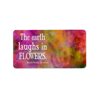 Vintager Emerson The Earth lacht in Blume Zitat Adressaufkleber
