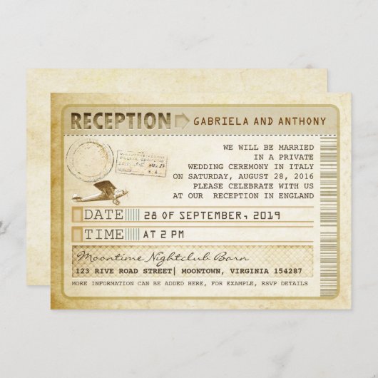 Vintager Empfang Einladung (Vorne/Hinten)