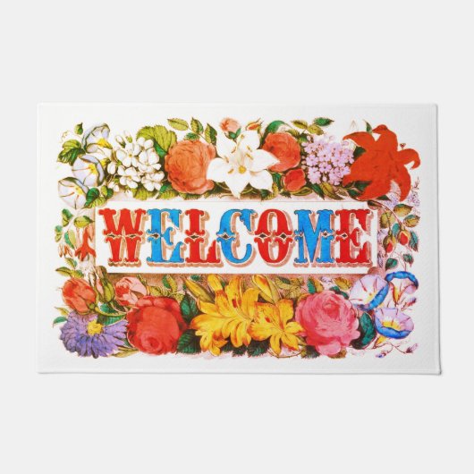Vintager Empfang mit Blume Fußmatte (Vorderseite)