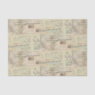 Vintager Empfang mit Briefmarke Seidenpapier
