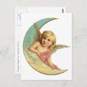 Vintager Engel auf dem Crescent Moon Postkarte (Vorne/Hinten)