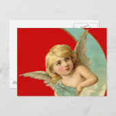 Vintager Engel auf dem Mond Postkarte (Vorne/Hinten)