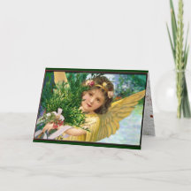 Vintager Engel im Schnee Weihnachtskarte