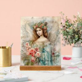 Vintager Engel in Blau Acrylschild
