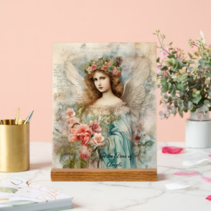 Vintager Engel in Blau Acrylschild
